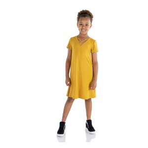 24seven Comfort Apparel Girls Short Sleeve Girls T Shirt Dress - 1 of 4