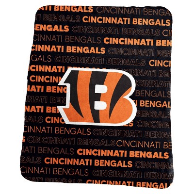 Nfl Cincinnati Bengals Legacy Script Sherpa Flannel Fleece Blanket : Target