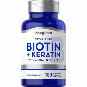 Piping Rock Biotin 5000mcg Plus Keratin | 180 Capsules - 1 of 2