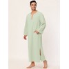 Lars Amadeus Men's Cotton V-Neck Side Split Long Night Gown with Pocket - 3 of 4