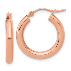 Black Bow Jewelry 3mm Round Hoop Earrings in 14k Rose Gold, 20mm (3/4 Inch) - 1 of 4