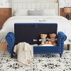 CAVINAS Rectangular Velvet Fabric Storage Ottoman Bench with 1 Pillow,Upholstered Storage Ottoman,Storage Bench for Living Room,Bedroom - 2 of 4