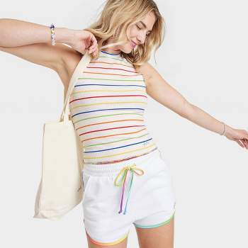 Pride Adult PH by The PHLUID Project Rainbow Tank Top - White Striped XS