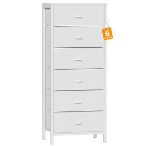 Aoibox White Tall Dresser with 6 Fabric Drawers Vertical Storage Tower Unit Nightstand Organizer for Bedroom Closet Entryway - 1 of 4