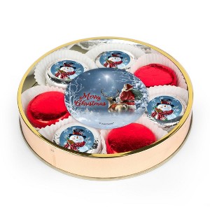 Merry Christmas Snowman Chocolate Covered Oreos Large Plastic Gift Tin - 1 of 1