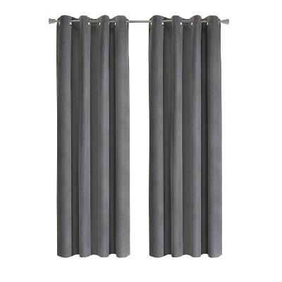 Thermaplus 100% Polyester Duo Reversible Tone Textured Blackout Grommet Curtain Panel Black to Light Grey