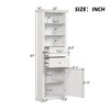 67"H Bathroom Storage Cabinet with One Door and 2 Drawers, Freestanding Storage Cabinet with Adjustable Shelf, White 4S - ModernLuxe - 3 of 4