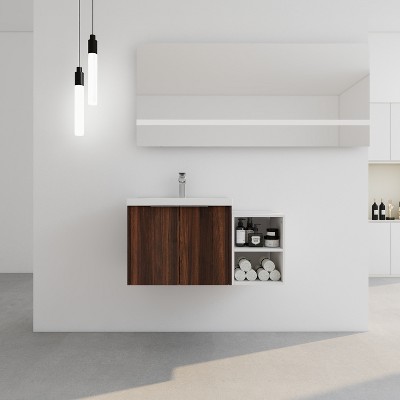 Vynxaria 36 Inch Soft Close Doors Bathroom Vanity With Sink, A Small Storage Shelves, 24" and 12" Combination Cabinet