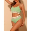 Elerevyo Women's High Waisted Ribbed Adjustable Spaghetti Straps Push Up Swimsuit Bathing Suits 2 Pcs - 2 of 4