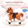 Whisen Kids’ Plush Rocking Horse with Neighing and Galloping Sounds, Saddle, Footrest, Ride-On Rocking Toy Gift for 3+ Years Old - Brown - 2 of 4