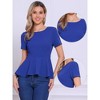 INSPIRE CHIC Women's Short Sleeve Round Neck Stretch Business Classic Peplum Top - 2 of 4