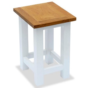 vidaXL End Table White and Brown Solid oak wood Small Durable - 1 of 4