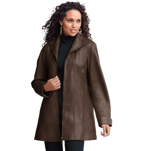 Roaman's Plus Size A-Line Leather Jacket - 1 of 4