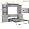 NicBex Full Size Murphy Bed 101.4" Wooden Bed Frame Morden Hideaway Wall Bed with 2 Side Storage Shelf and 8 Drawers for Apartment, Gray - 2 of 4