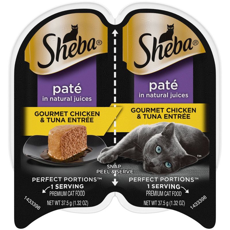 Sheba Perfect Entree Pate Portions Chicken &#38; Tuna Flavor Wet Cat Food - 2.64oz, 1 of 11