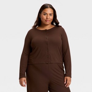 Women's Variegated Ribbed Pajama Cardigan - Auden™ - 1 of 3
