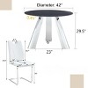 Infurnic Dining Sets Dining Table and Chair Set Mirror-polished Stainless Steel Base 4 Chairs Modern Luxury Round , White, 42"*42"*29.5" - 3 of 4