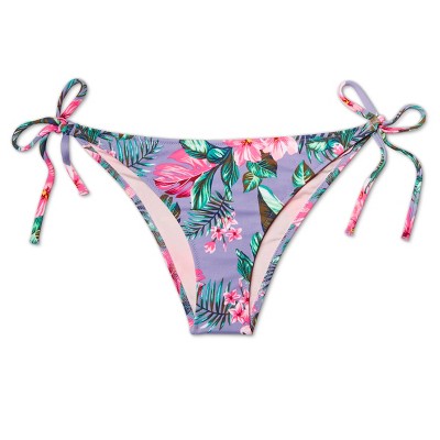 Shade&Shore Floral/Tropical Tie Bikini Bottoms Large