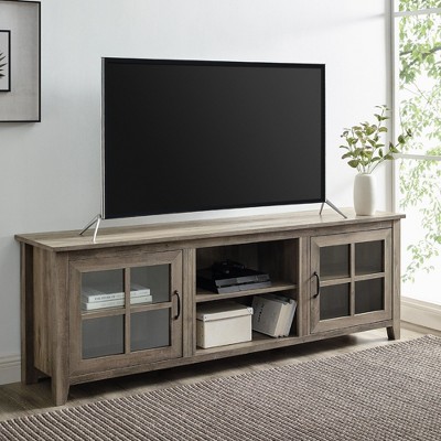 NicBex TV Stand for 80 Inch TV with 2 Glass-Door Cabinets,TV Entertanment Center with Open Shelves,Modern TV Console Table for Living Room