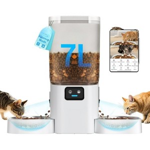 Automatic Cat Dog Feeder with 2K Camera, WiFi Food Dispenser with Night Vision, Large Capacity - 1 of 4