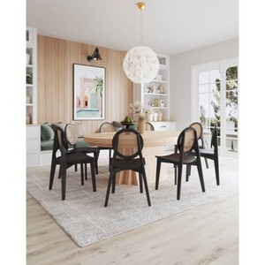 Set of 2 Versailles Round Dining Chairs Black/Natural - Manhattan Comfort: Mid-Century Modern, Ash Wood Frame, No Assembly Required - 1 of 4