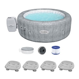Bestway Coleman Honolulu AirJet Inflatable Hot Tub with EnergySense Cover and 4-Pack of SaluSpa Underwater Non-Slip Spa Seat with Adjustable Legs - 1 of 4
