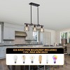 HBEZON 27.6" Height Adjustable 3-Light Pendant Light, Industrial Metal Faux Wood Chandelier for Kitchen Island, Dining Room, Black - 3 of 4