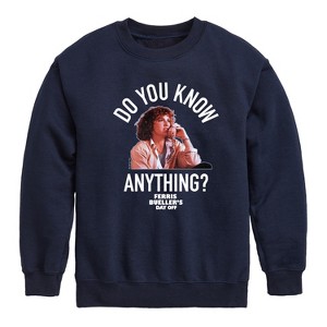 Boys' - Ferris Bueller's Day Off - Do You Know Anything Graphic Long Sleeve Fleece Sweatshirt - 1 of 4