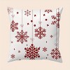 Lomsoe 2pcs Set of Winter Red Christmas Snowflake Merry Christmas Art Decorative Pillow Covers for Home, Decor Pillows & Cushion Covers - No Insert - 3 of 4