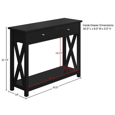 Black Wood and Metal Console Table with Storage Drawers
