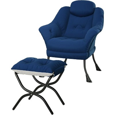 Garvee Lazy Chair with Ottoman, Ergonomic Lounge Armchair with Foldable Footrest and Removable Cover, Modern Small Space Chair