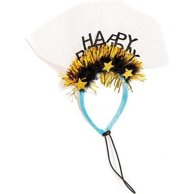 Midlee Sparkle Happy Birthday Dog Headband (Blue)