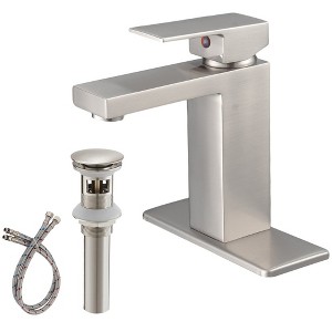 BWE Single Hole Single-Handle Low-Arc Bathroom Faucet With Pop-up Drain Assembly - 1 of 4