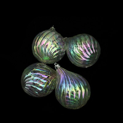 Northlight 4ct Iridescent Finial Drop Shatterproof Christmas Ornament Set 4.5" - Clear