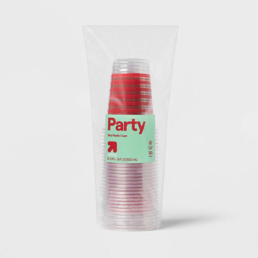 Holiday Disposable Drinkware Clear Cups - Stripe - 18oz/30ct - up&up™
