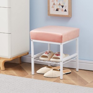 SEVOBAL Ottomans and Benches Upholstered Vanity Footstool Soft Padded Seat with Metal Legs Modern Makeup Stool for Bedroom, Pink, 42.00"*34.00"*17.00" - 1 of 4