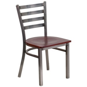 Emma and Oliver Clear Coated Ladder Back Metal Restaurant Dining Chair - 1 of 4