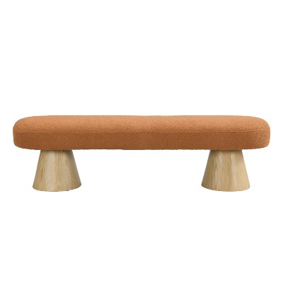 Vynxaria 64" Upholstered Dining Bench ¨C Versatile Boucle Ottoman for Any Space