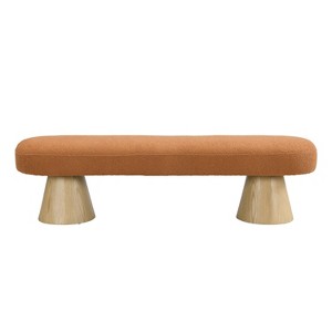 Vynxaria 64" Upholstered Dining Bench ¨C Versatile Boucle Ottoman for Any Space - 1 of 4