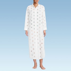 Lands' End Women's Eyelet Button Down Maxi Cover-up Dress - 1 of 4