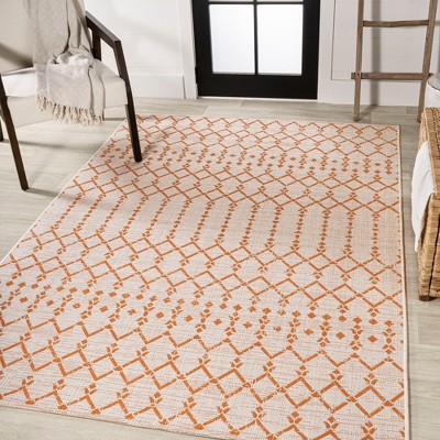 Boho Chic Cream/Orange Geometric Synthetic 5' x 7' Area Rug