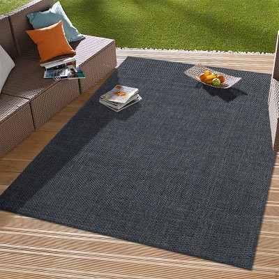 Contemporary Blue Synthetic 5' x 7' Flatweave Area Rug