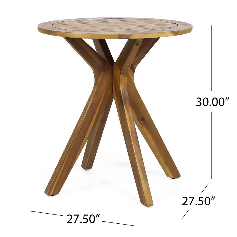 Stamford Round Acacia Wood Bistro Table with X Legs - Teak - Christopher Knight Home, 6 of 7