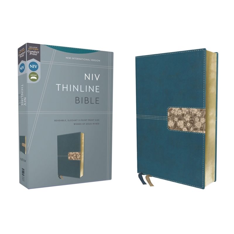 Niv, Thinline Bible, Leathersoft, Teal, Red Letter, Comfort Print - by  Zondervan (Leather Bound), 1 of 2