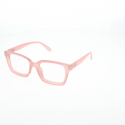 Women's Shiny Plastic Square Blue Light Filtering Reading Glasses -  Universal Thread™ Light Pink : Target