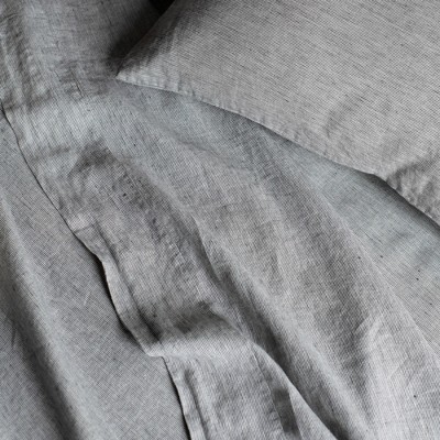 King Size Shadow Pinstripe French Linen Pillowcase Set