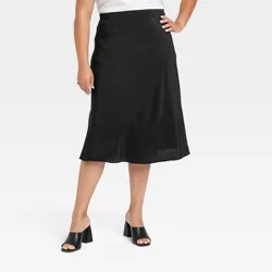 Women's Plus Size Bias Midi Skirt - Ava & Viv™