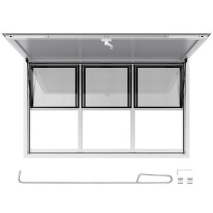 VEVOR Concession Window 60x36 in, Aluminum Alloy Service Window for Food Truck, Up to 85 Degrees Stand Serving Window with 6 Sliding Windows, White - 1 of 4