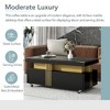 Lirago Rectangle Coffee Table Faux Marble Top Gold Metal Bars Caster Wheels Spacious Drawers Modern Luxury Cocktail Table Living Room Black - 4 of 4