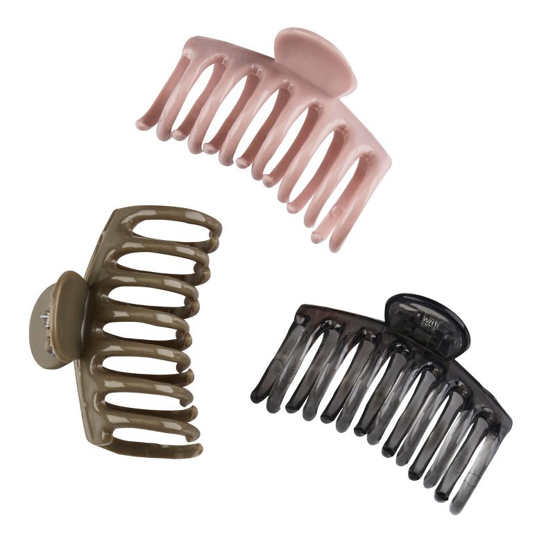 sc&#252;nci Recycled Barrel Shape Claw Clips - Black/Olive/Pink - All Hair - 3pk, 3 of 8